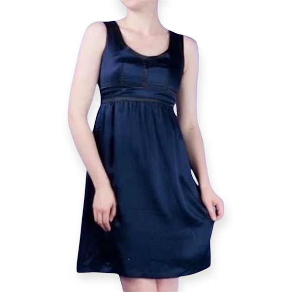 Proenza Schouler For Target Y2K Navy Empire Waist Silk Babydall Mini Dress 7 S - Picture 1 of 12